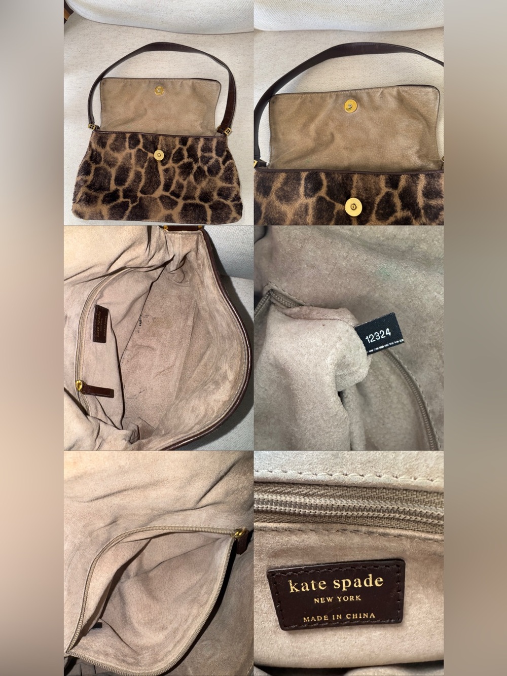 Vintage Kate Spade New York Giraffe Animal Print Brown Shoulder Bag Baguette 90s - Picture 17 of 17